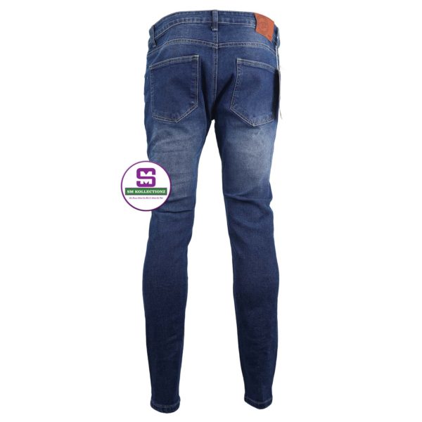 Blue Wash BF Slim Fit Ragged Men Jeans Back