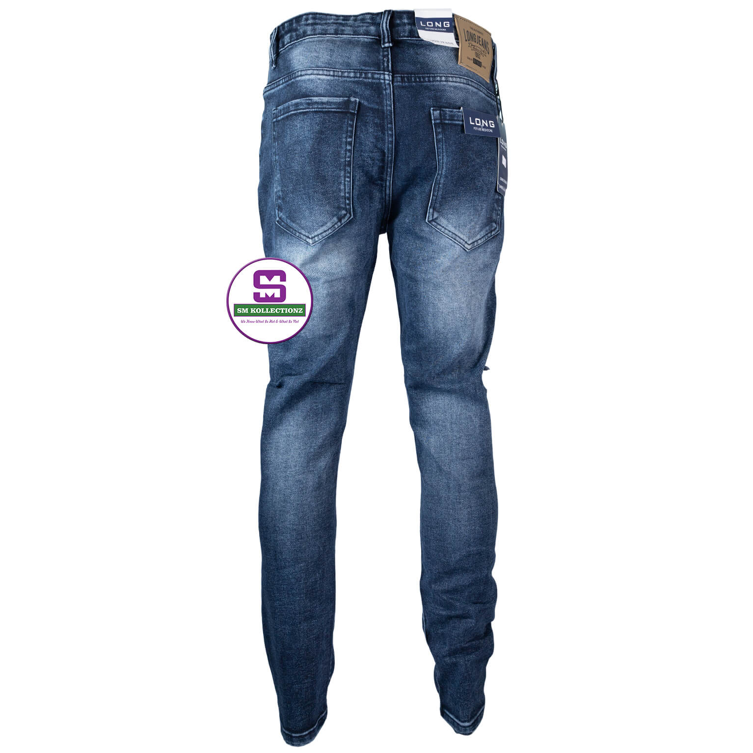 Men ragged jeans slim fit back